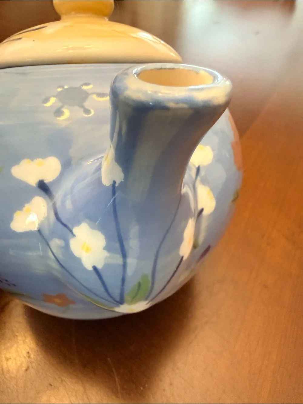 Vintage 1989 Hartstone Pottery Blue Wildflower Ceramic Teapot With Lid